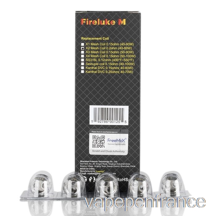 Freemax Fireluke M / Tx Bobines De Remplacement De Maille 0,2ohm X2 Bobines De Maille Stylo Vape